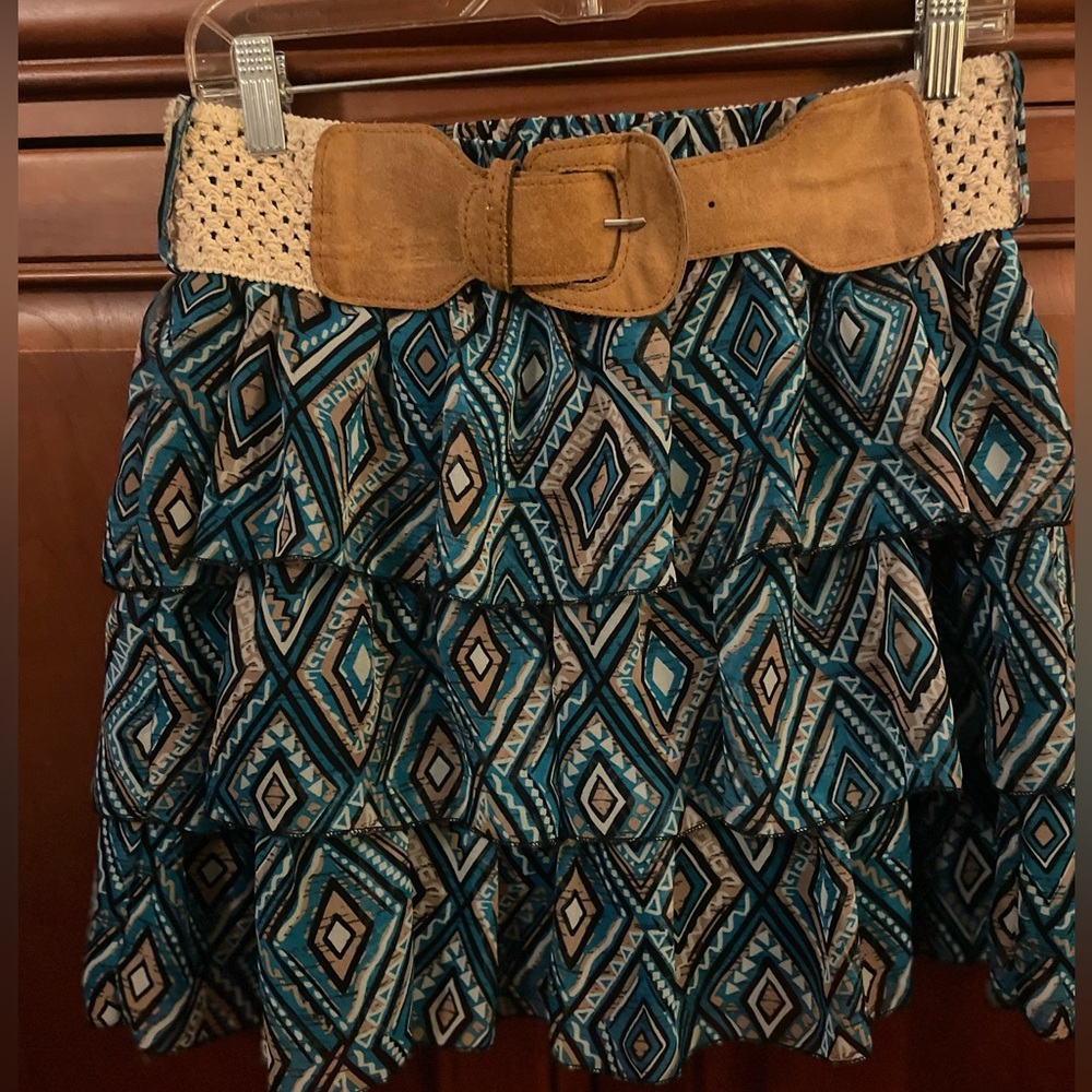 Rue 21 Asymmetrical Designs 3 Tier Flouncy Fully Lined Mini Skirt